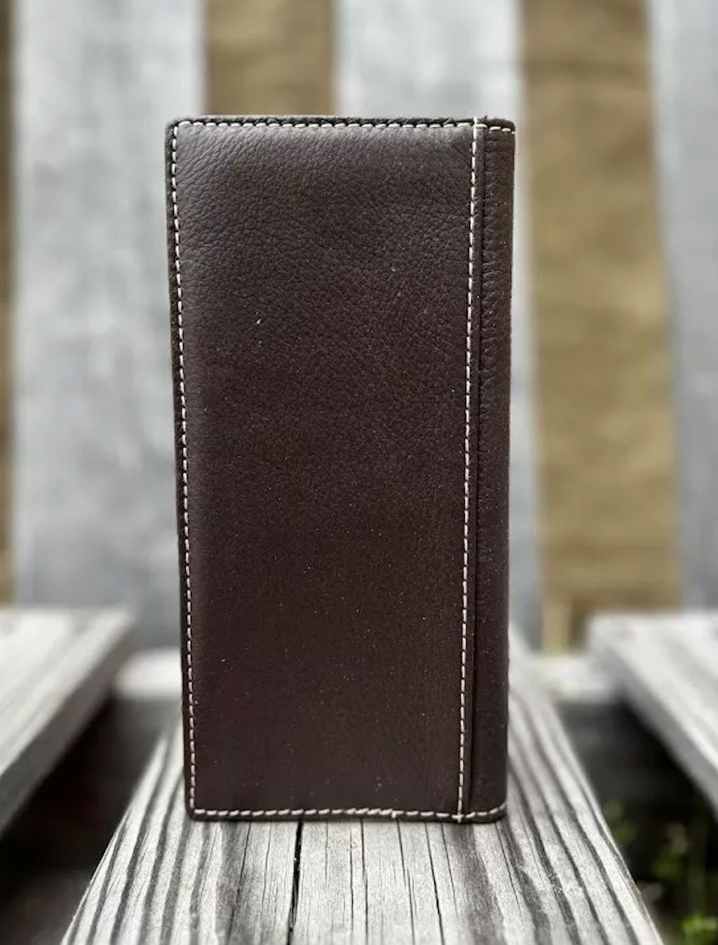Top Notch Accessories Coffee Brown Caiman Print Leather Tall Checkbook Wallet with Praying Cowboy Concho