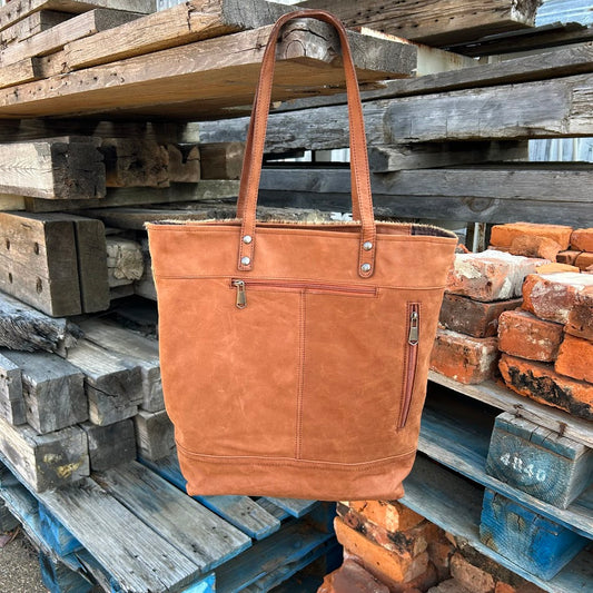 Top Notch Accessories Cowhide and Brown Leather Concealed Carry Tote Bag