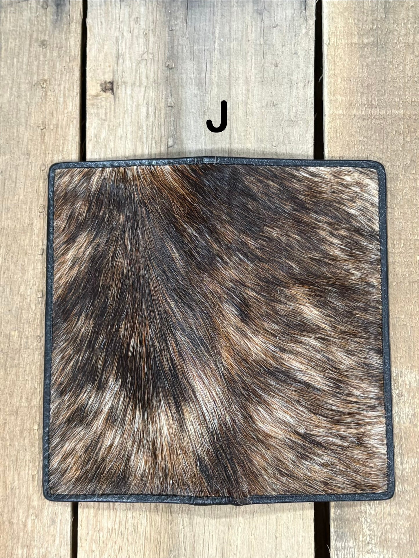Top Notch Accessories Black Leather Lined Cowhide Hair-On All Over Tall Checkbook Wallet