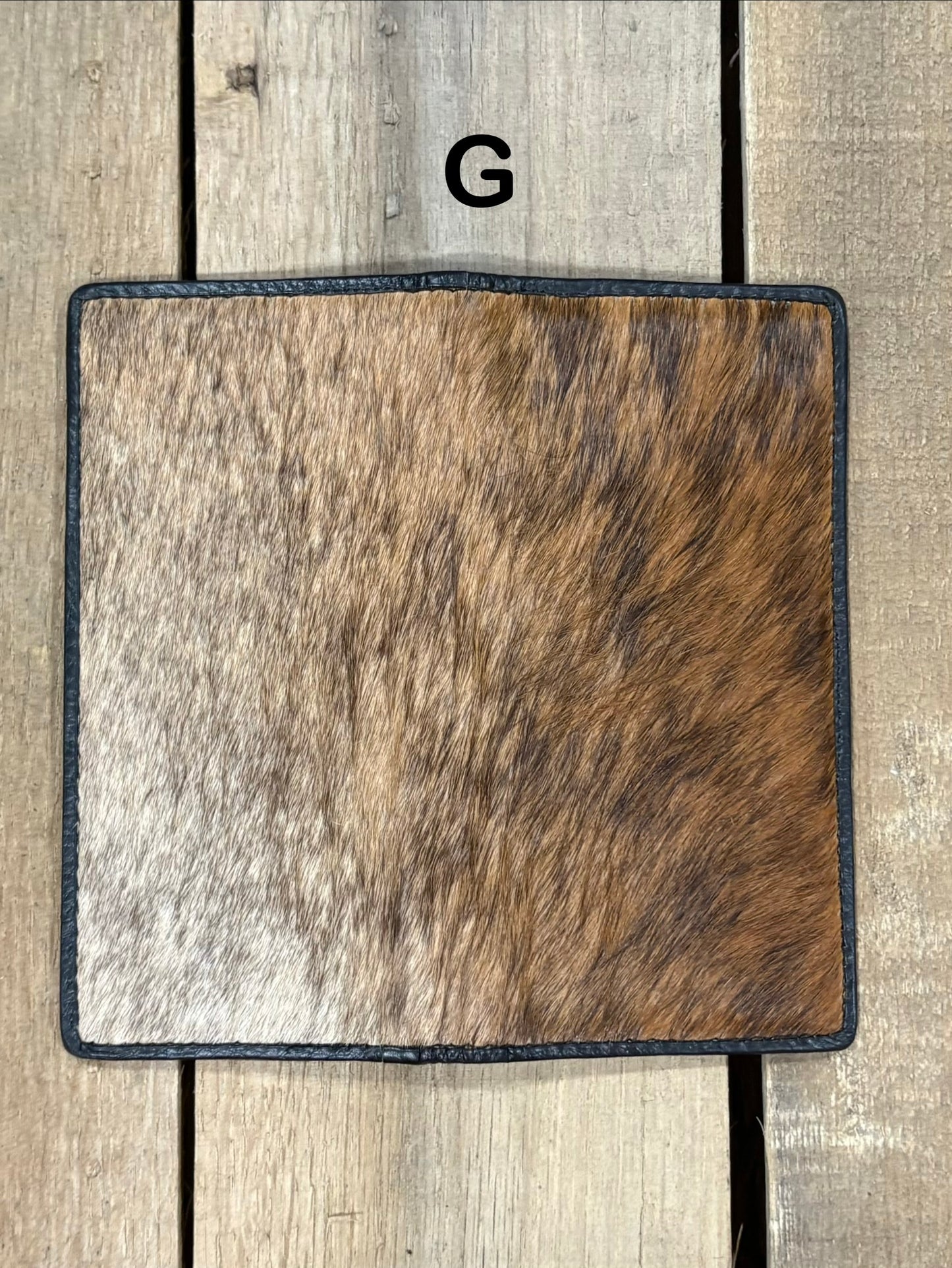 Top Notch Accessories Black Leather Lined Cowhide Hair-On All Over Tall Checkbook Wallet