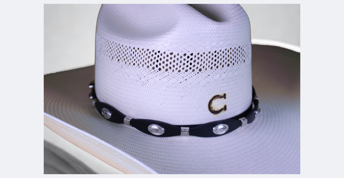 Top Notch Accessories Black Leather Western Style Hat Band with Longhorn Conchos