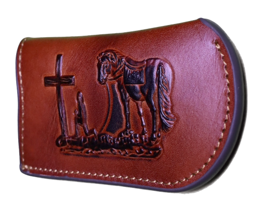 Top Notch Accessories Embossed Praying Cowboy Leather Knife Sheath